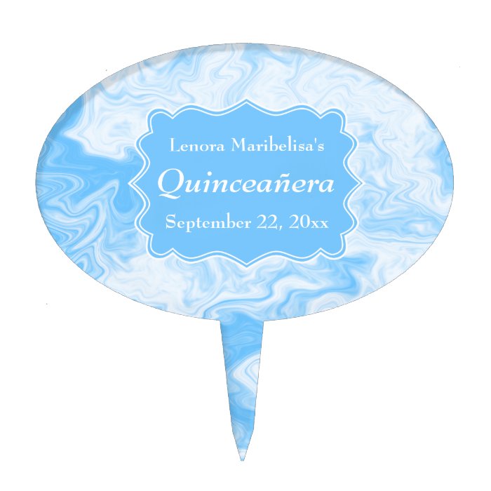 Elegant Pastel Blue Quinceanera Cake Toppers