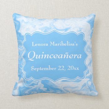 Elegant Pastel Blue Quinceanera Throw Pillow by Metarla_Occasions at Zazzle