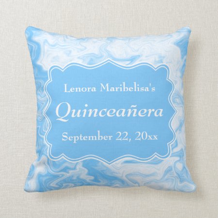 Elegant Pastel Blue Quinceanera Throw Pillow