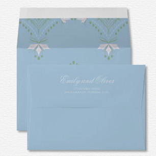 Elegant Pastel Blue Tone On Tone Diamond Wedding  Envelope