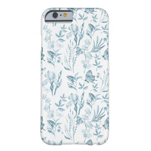 Elegant pastel blue vintage butterfly floral barely there iPhone 6 case