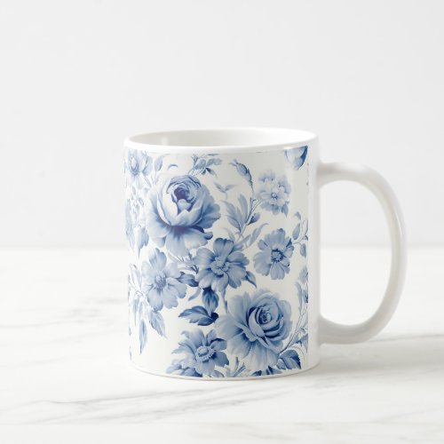 Elegant Pastel Blue Watercolor Roses Coffee Mug