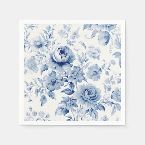 Elegant Pastel Blue Watercolor Roses Napkins