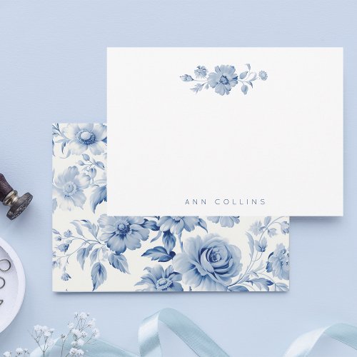 Elegant Pastel Blue Watercolor Roses Note Card