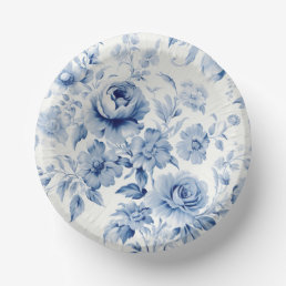 Elegant Pastel Blue Watercolor Roses Paper Bowls