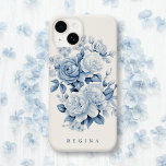 Elegant Pastel Blue Watercolor Roses Personalized Case-Mate iPhone 14 Case<br><div class="desc">Lush watercolor dusty blue and off-white roses,  blossoms and foliage on antique white background with text field for your name,  initials or monogram.</div>