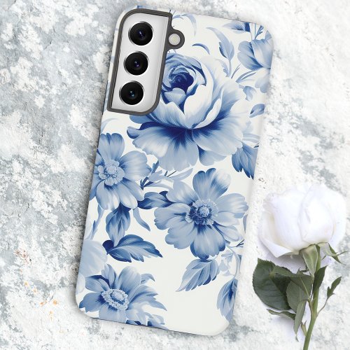 Elegant Pastel Blue Watercolor Roses Samsung Galaxy S22 Case
