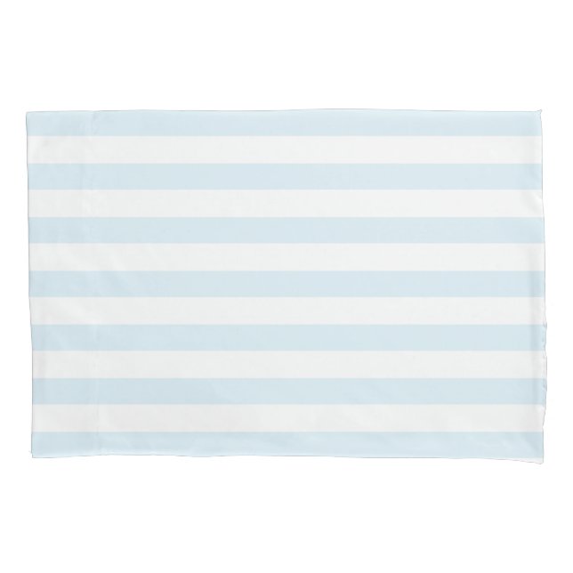 Elegant Pastel Blue & White Stripes Pattern Pillow Case (Front-Left)