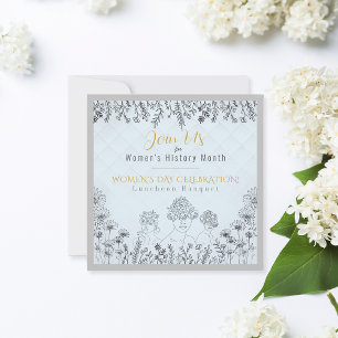 Elegant Pastel Blue Womens History Month Luncheon Invitation