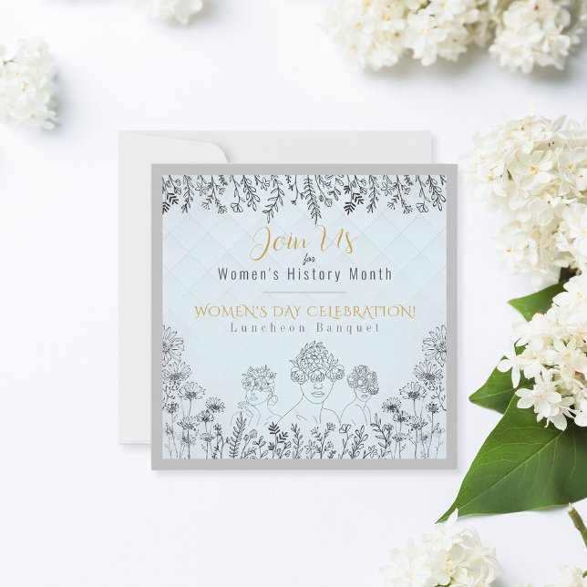 Elegant Pastel Blue Womens History Month Luncheon Invitation (Creator Uploaded)