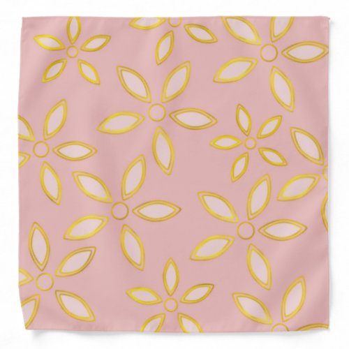 Elegant pastel blush beige flowers gold lines bandana