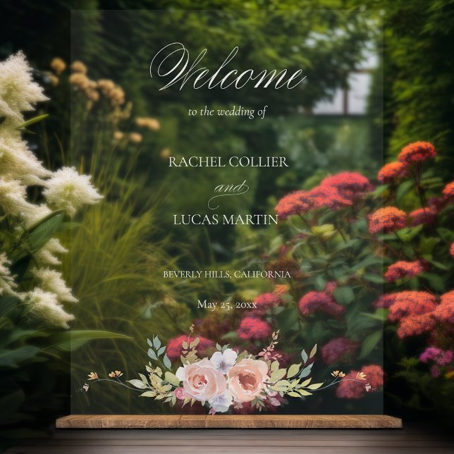 Elegant Pastel Boho Floral Calligraphy Acrylic Sign (Creator Uploaded)