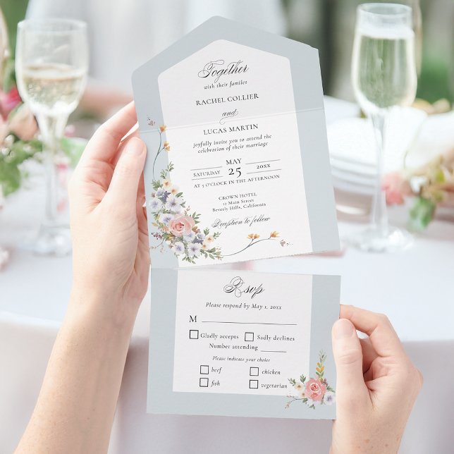 Elegant Pastel Boho Floral Calligraphy All In One Invitation (Creator Uploaded)