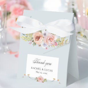 Elegant Pastel Boho Floral Calligraphy Favor Boxes