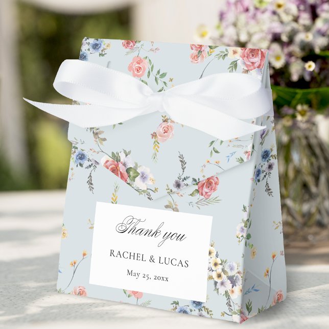 Elegant Pastel Boho Floral Calligraphy Favor Boxes (Creator Uploaded)