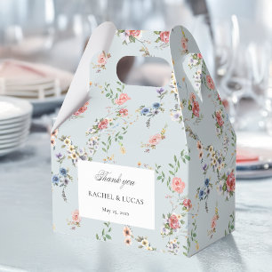 Elegant Pastel Boho Floral Calligraphy Favor Boxes