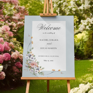 Elegant Pastel Boho Floral Calligraphy Foam Board