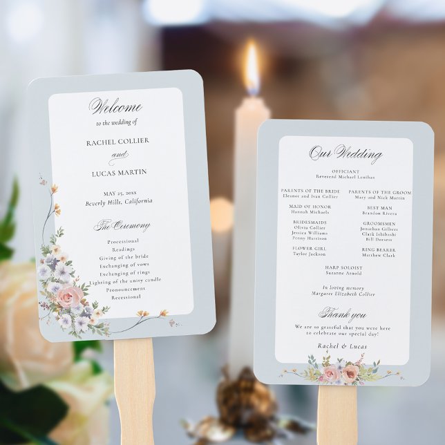 Elegant Pastel Boho Floral Calligraphy Hand Fan (Creator Uploaded)