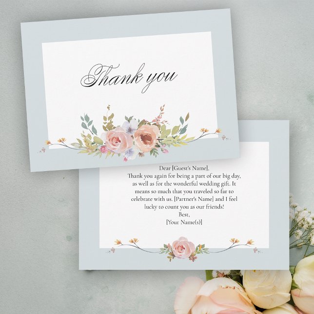 Elegant Pastel Boho Floral Calligraphy Thank You Card (Creator Uploaded)
