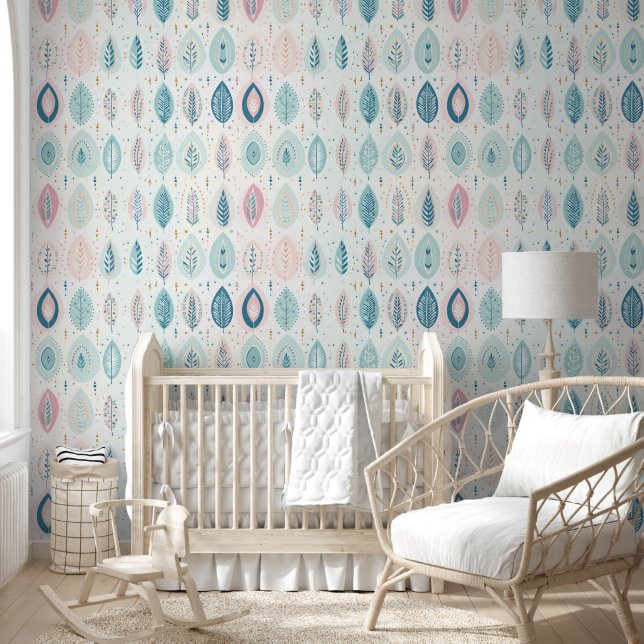 Elegant Pastel Boho Floral Seamless Pattern Modern Wallpaper (Kids)