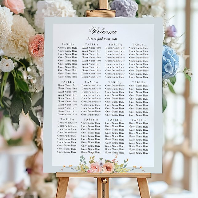 Elegant Pastel Boho Floral Wedding Seating Chart Foam Board (Creator Uploaded)