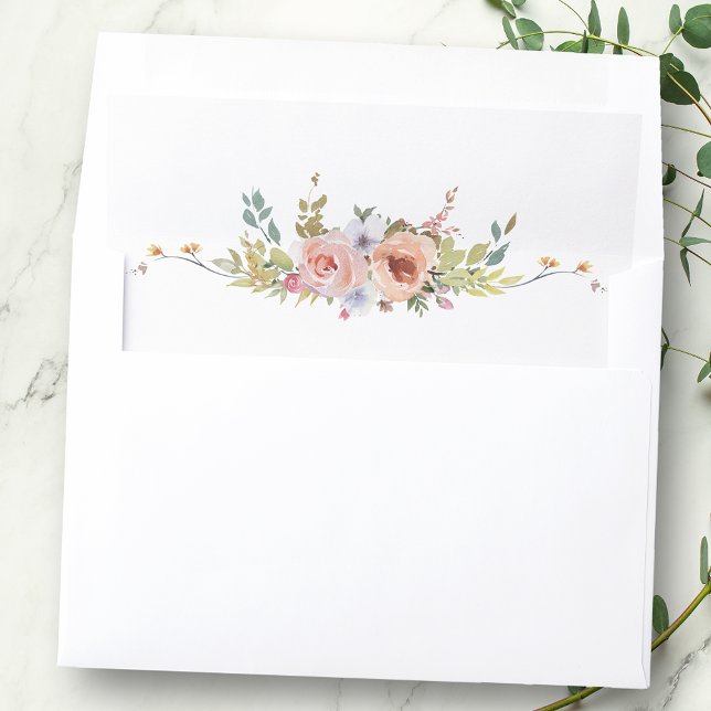 Elegant Pastel Boho Watercolor Floral Envelope Liner (Creator Uploaded)