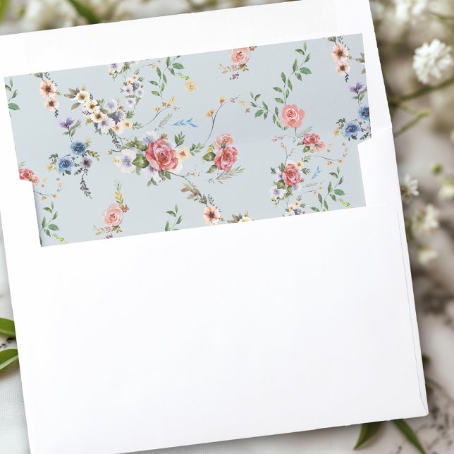 Elegant Pastel Boho Watercolor Floral Envelope Liner (Creator Uploaded)