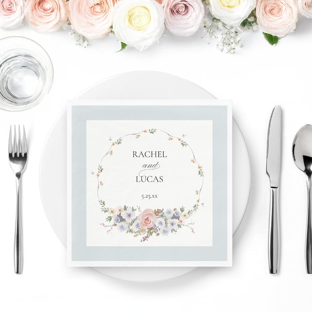 Elegant Pastel Boho Watercolor Floral Napkins (Creator Uploaded)