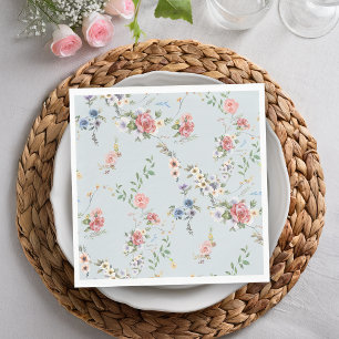 Elegant Pastel Boho Watercolor Floral Napkins