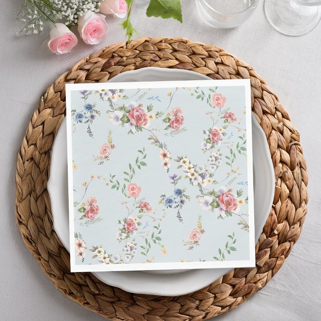 Elegant Pastel Boho Watercolor Floral Napkins (Creator Uploaded)