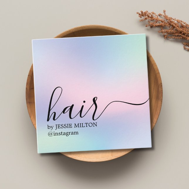 Elegant Pastel Bold Hairdresser  Square Business Card (Creator Uploaded)