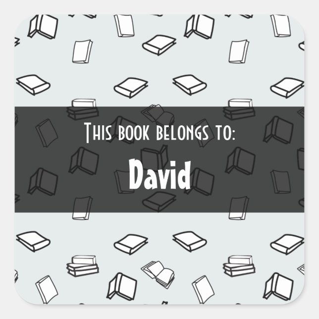 Elegant Pastel Books Pattern Personalized  Square Sticker (Front)