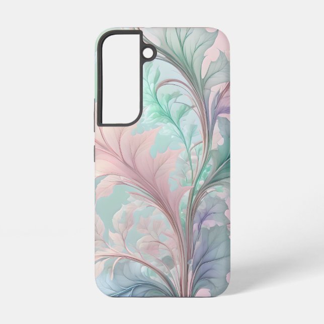 Elegant Pastel Botanical Art – Soft Leaf Design in Samsung Galaxy Case (Back)