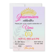 Elegant Pastel Botanical Quinceañera Invitation
