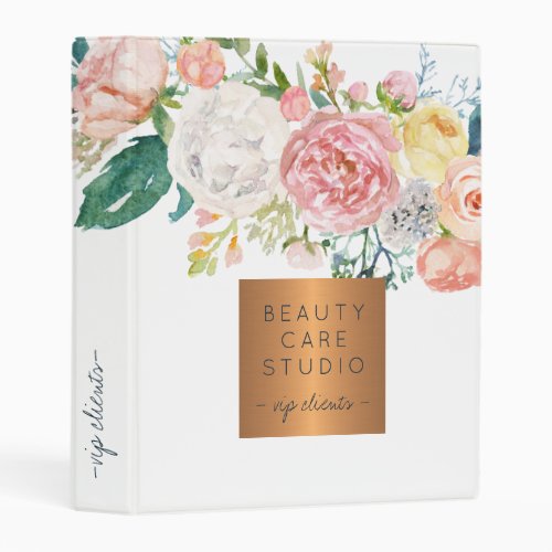 Elegant pastel bouquet gold copper metallic label mini binder