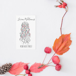 Elegant Pastel Bride Wavy Hair Styling Floral  Business Card