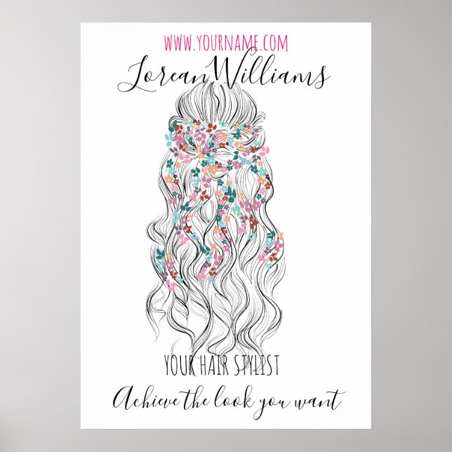 Elegant Pastel Bride Wavy Hair Styling Floral  Poster (Front)