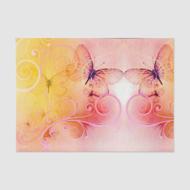 Elegant Pastel Butterflies and Swirls Tissue Paper (Front)