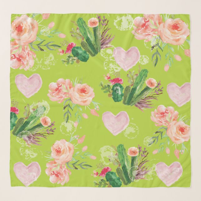 Elegant Pastel Cactus Chic Scarf (Front)
