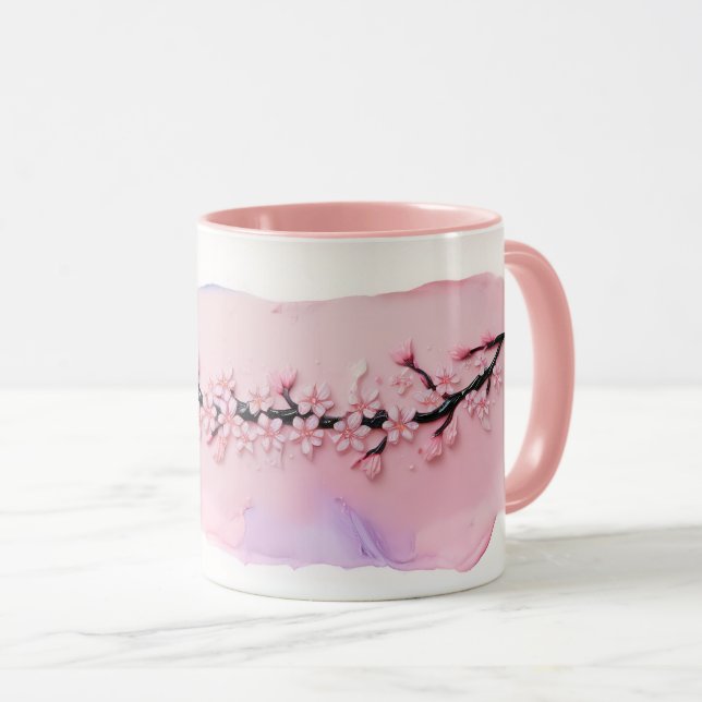 Elegant Pastel Cherry Blossom Mugs (Front Right)