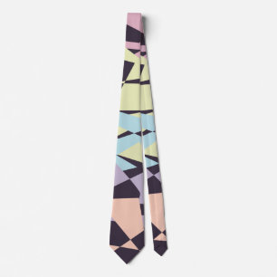 elegant pastel color block geometric triangles neck tie