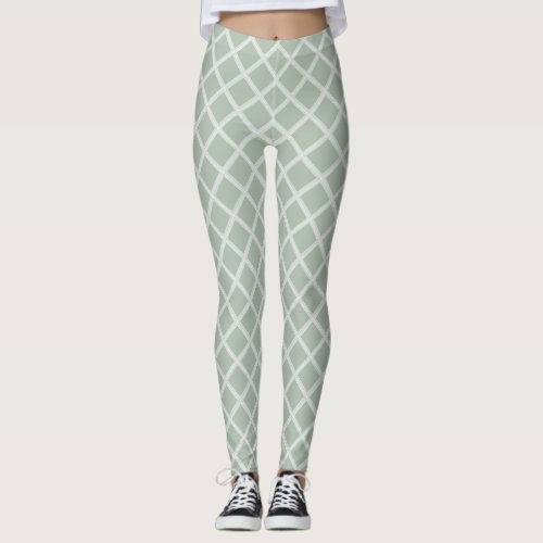 Elegant Pastel Color Modern Green White Template Leggings