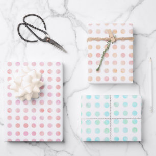 Elegant Pastel Color Polka Dot Pattern Christmas  Wrapping Paper Sheets