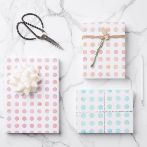 Elegant Pastel Color Polka Dot Pattern Christmas  Wrapping Paper Sheets