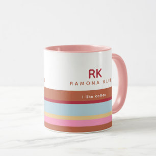 Elegant Pastel Color Stripes with Name and Slogan Mug
