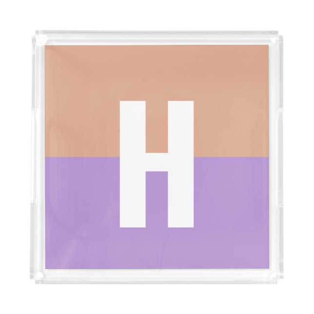 Elegant Pastel Colorblock Monogram Initial Letter Acrylic Tray (Front)