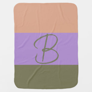 Elegant Pastel Colorblock Monogram Initial Letter Baby Blanket