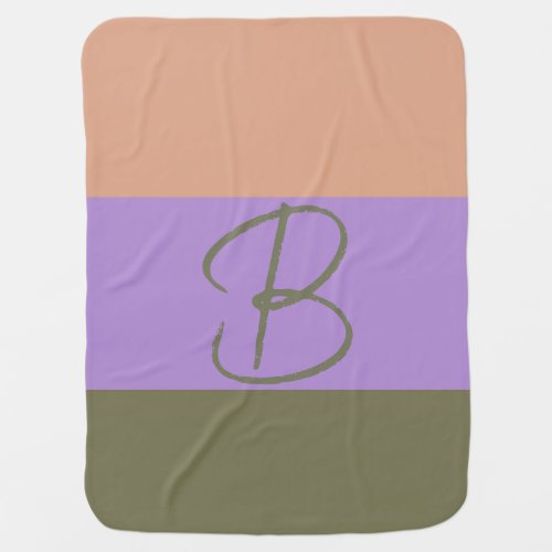 Elegant Pastel Colorblock Monogram Initial Letter Baby Blanket
