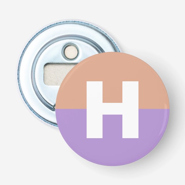 Elegant Pastel Colorblock Monogram Initial Letter Bottle Opener (Front)