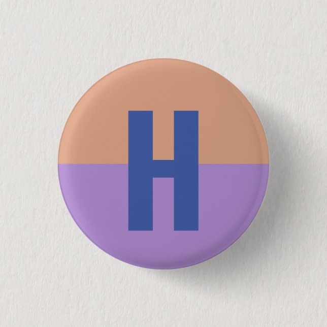 Elegant Pastel Colorblock Monogram Initial Letter Button (Front)